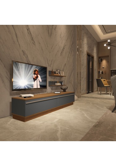 Decoraktiv Eko 4b Mdf Std Tv Ünitesi Tv Sehpası Ceviz - Antrasit