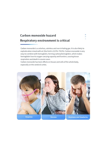 Ranyeek Mini Taşınabilir Karbon Monoksit Dedektörü - Co, Sıcaklık Ve Nem Ölçer - 4 Seviye Renkli Uyarı - Ev, Araba, Kamp, Garaj İçin Beyaz Zn-d6