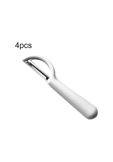 Rogfer 4 Adet Paslanmaz Çelik Yuvarlak Sap Soyucu Şeker Kamışı Kazıyıcı Meyve Uçağı Beyaz , Boyut:4 Adet Elma Soyucu Bıçağı Beyaz Sarı Sarı