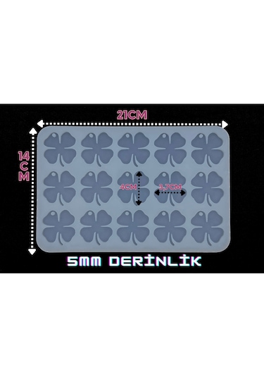 Epoksi Silikon Kalıp / 15li Yonca Anahtarlık Kalıbı