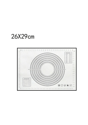 Kangvka Gıda Kalitesi Silikon Hamur Yoğurma Matı Siyah 29x26cm - Ölçü Çizgili, Kaymazsız, Non-stick, Ev Fırıncı Gereci Siyah