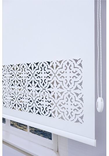 Lazer Stor Perde - Otantik Desen - Kalın Mat Model Beyaz