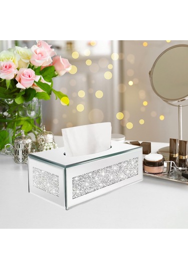 Homyl Mendil Kutusu Kapağı Oturma Odası Dekoru Vanity Tezgahı Gümüş