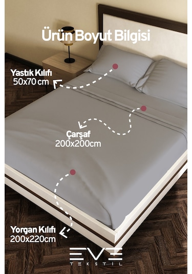 Eve Tekstil %100 Pamuk Ranforce Çarşaflı Yastık Ve Yorgan Kılıflı Çift Kişilik Nevresim Takımı 200x220 Cm Pembe