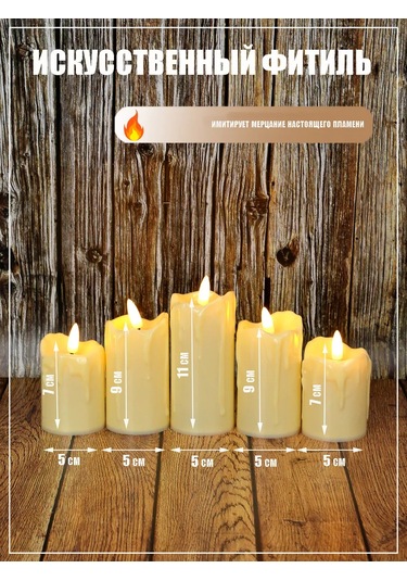 Amıkon Led Mum Seti 5 Parça 189201310 Sütlü