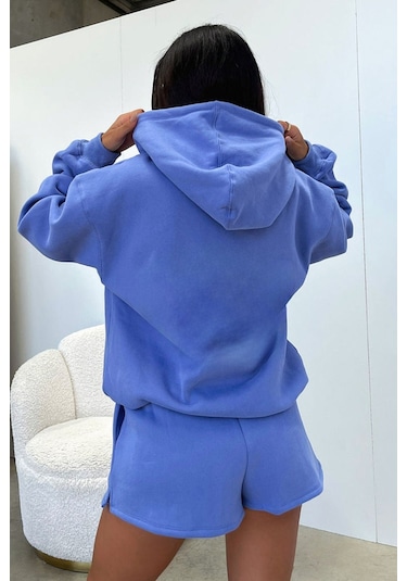 Thatsso Fetch Series 5 Sweatshirt - Bebe Mavisi Baskılı Oversize Kapüşonlu Mavi