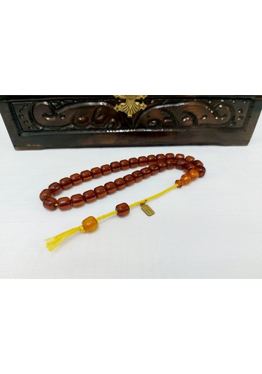 Omari Usta Havşalı Fıçı Kesim Sıkma Kehribar Tesbih 9.5x9.5