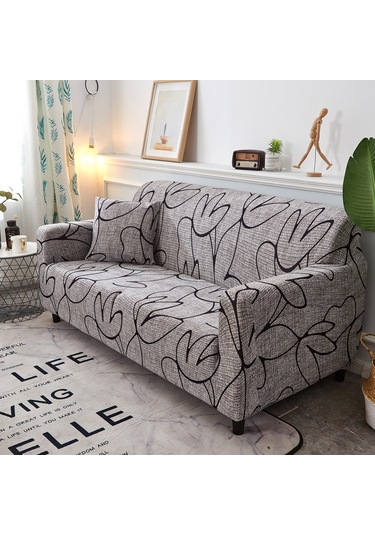 Gajeena Tek Kişilik Koltuk Örtüsü 90-140 Cm - Kalın Polyester, Tam Kaplama, Esnek, 1 Yastık Kılıfı Ve Köpük Çubuklar İçerir Gri - Siyah