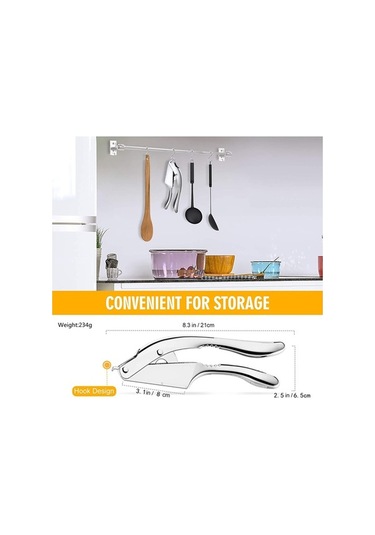 Pazly Şık 2'li Sarımsak Pres-2'i Paslanmaz Çelik Kırıcı Dilimleyici, Eve Taşınma Hediyesi, Çok Renkli Çok Renkli