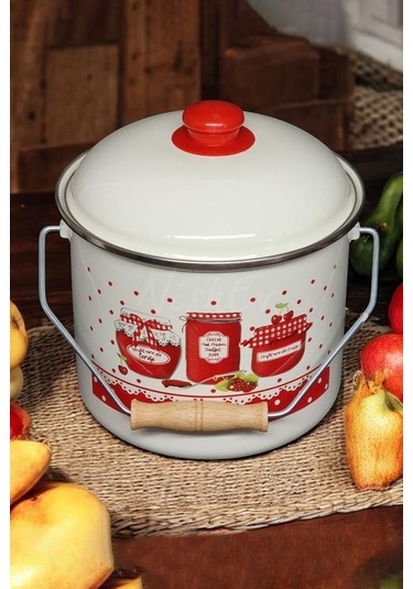 Nishev Zarif İtalyan Reçel Emaye Yoğurt, Tahıl, Bakliyat Tencere Seti Emaye Bakraç