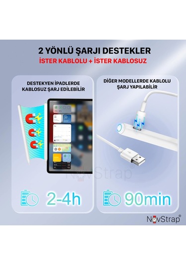 Novstrap Apple Uyumlu iPad Mini 5/6 İle Kalem Pencil Avuç İçi Red