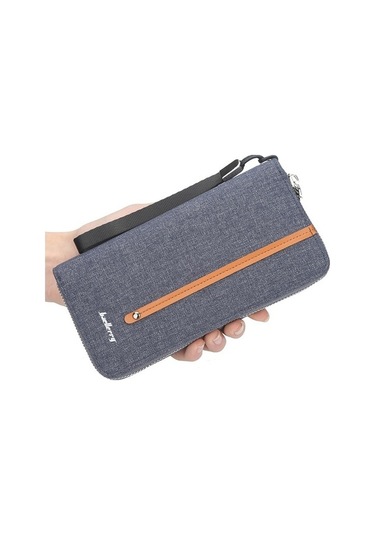 Zyzqstore Baellerry Kanvas Cüzdan Uzun Fermuarlı Vintage Çok Kartlı Debriyaj Erkek Kahve Kahverengi Kahverengi