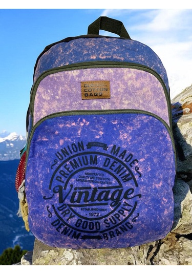 Kaliteli Vintage Disayn Sırt Gezi Çantası New Patchwork 5017 Mavi