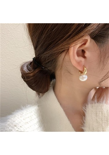 Sevimli Simülasyon İnci Çiviler Hoop Küpe Kadınlar İçin Eardrop Minimalist Küpe Düğün Moda Takı Beyaz