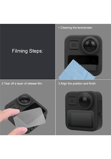 Gopro Max Lcd Ekran Ekran Koruyucu 9h 2.5d Temperli Cam Filmi İçin 2 Adet Puluz