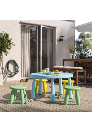 Mammut Yeşil Çocuk Taburesi, Tabure-oturak Masa Oyun Taburesi Polipropilen Plastik