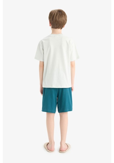 DeFacto Erkek Çocuk Pijama Takımı Kısa Kollu Üst Esnek Belli Şort F1735A825HSBE516