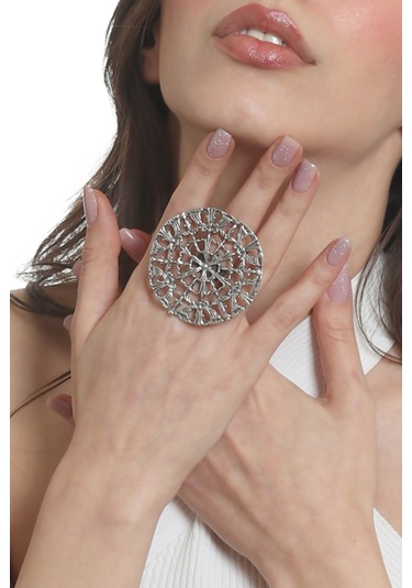 Labalaba Kadın Antik Gümüş Kaplama Ayarlanabilir Örümcek Ağı Figürlü Yüzük Gümüş