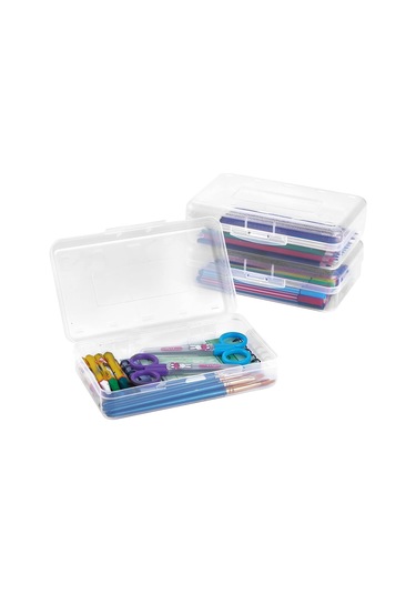 Sooez 3'lü Kalem Kutusu, Büyük Boy Kalem Kutusu, Şeffaf Tebeşir Kutusu, Kalem Düzenleyici, Kapaklı Plastik Saklama Kabı Th