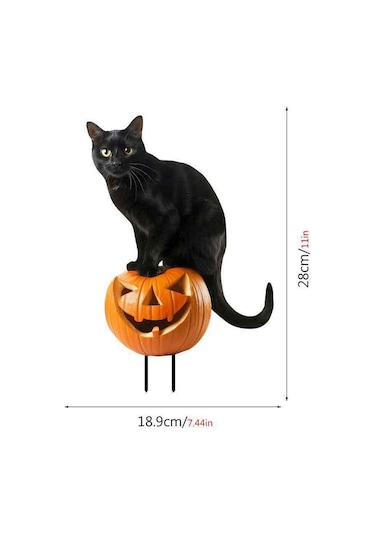 Suntek Heykeli Bahçe Kazığı 18,9x28-cm-kara-kedi-balkabağı