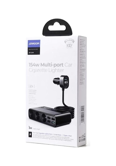 Joyroom JR-CL06 Üç Soketli 5in1 154W Araç Şarj Adaptörü PD+QC3.0