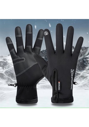 Pazly Kışlık Su Geçirmez Rüzgar Ve Soğuk Koru Eldiven - Dokunmatik Uyumlu Sıcak Eldiven