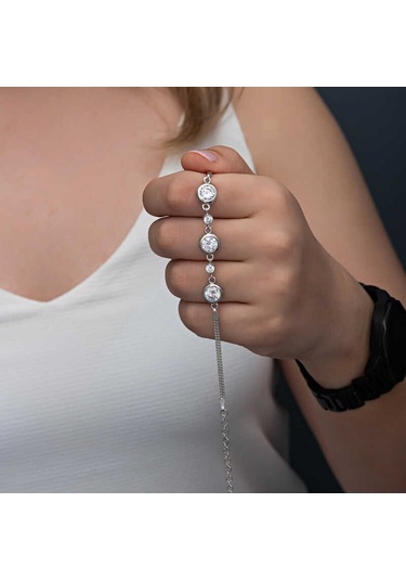 Blackcraft 925 Ayar Gümüş Yuvarlak Taşlı Kadın Bileklik Bc-bf03cb