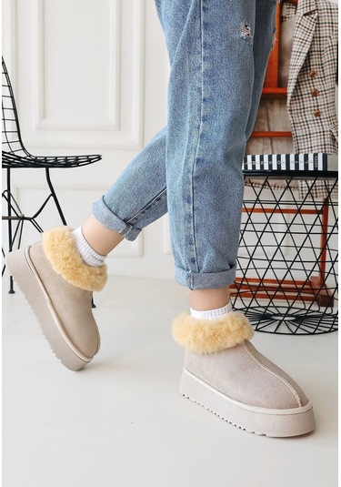 Biçomi Edali Bej Süet Bot Çok Renkli