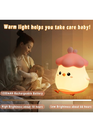 Woukksy Çocuk Gece Lambası Bebek Silikon Gece Lambası, Kawaii