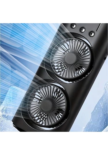 Xuweiwei Siyah Led Gökkuşağı Işıklı Çift Başlı Usb Masa Fanı 3 Hız Ayarlı 180 Derece Nozullu Kompakt Kişisel Soğutucu Beyaz Siyah Mini Fan