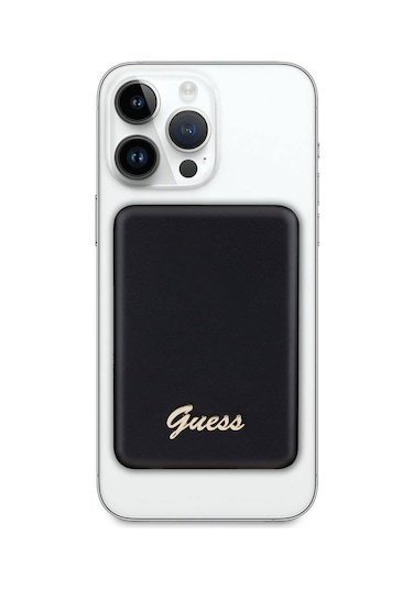 Guess Lisanslı Magsafe Şarj Özellikli Metal Yazı Logolu Powerbank 3000mah 5w Siyah
