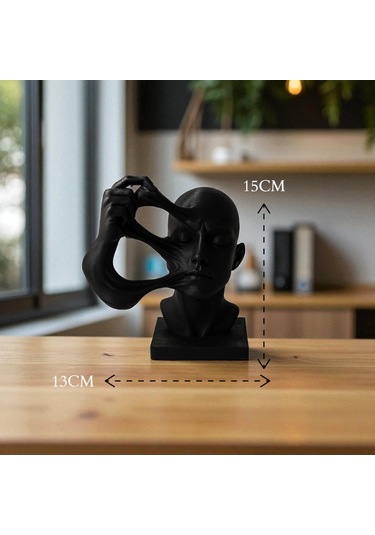 Dekoratif Modern Yüz Heykel Biblo - 15x13 Cm Siyah Aksesuar