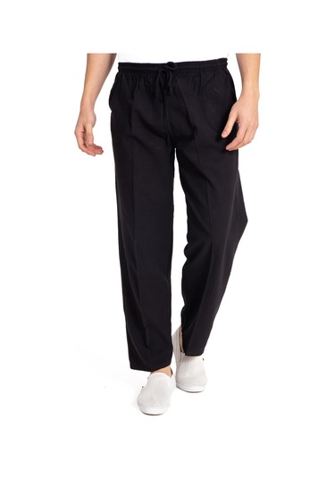 Ham Bez Lastikli Yüksek Bel Rahat Kalıp Natural Pamuk Erkek Eşofman Alt 2188 Siyah