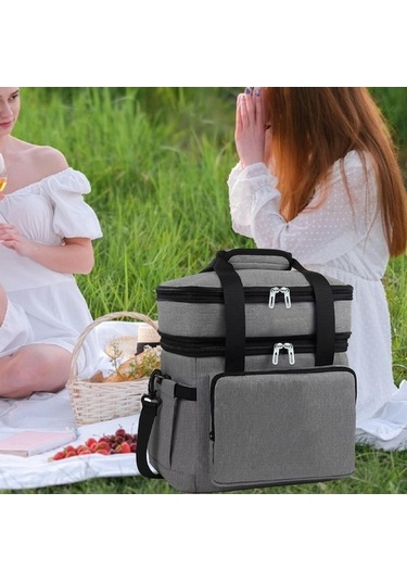 Pazly Yalıtımlı 18l Soğutucu Torba - Sıcak Soğuk Gıda Saklama Çantası Gri Gri
