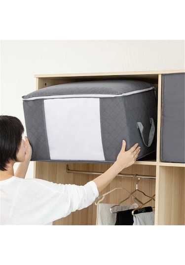 Honeybeeshop Pembe Yatak Çarşaf Giysi Büyük Depolama Çantası Organizer Sağlam Fermuarlı 2 Adet Pembe