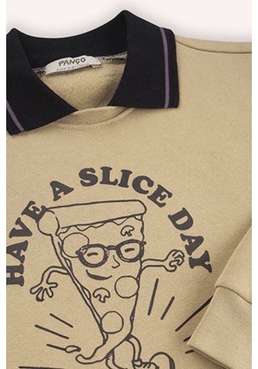 Panço Erkek Çocuk Yakalı Sweatshirt Bej 2421bk08023-4875 001