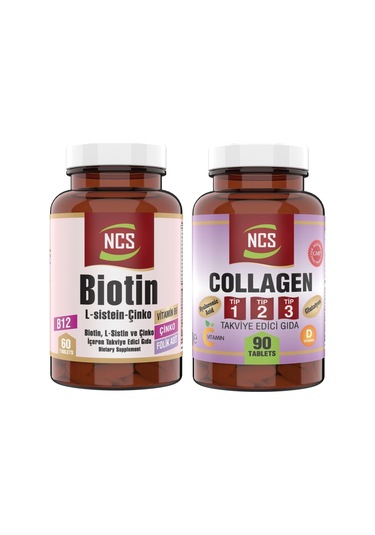 Ncs 90 Tablet Hidrolize Collagen Kolajen Type 1-2-3 Biotin 60Tb