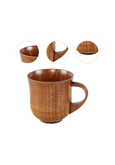 Suntek Ahşap Bardak Küçük Cilalı Basit Saplı Süt İçme Kahverengi