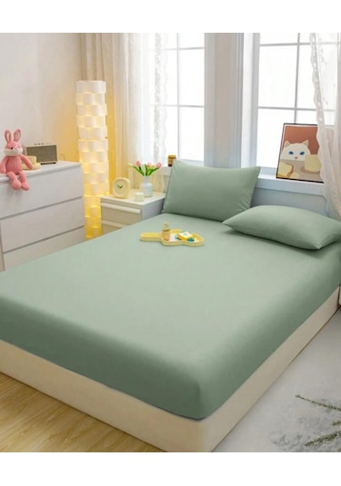 Totem Ranforce Yastık Kılıflı Lastikli Çarşaf Takımı 180 X 200 Battal Boy Yeşil