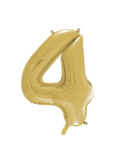 1 Adet 34 İnç 85 Cm Gold Folyo Balon Helyum Balon 4 Yaş Balonu 4 Rakam Balon GOLD