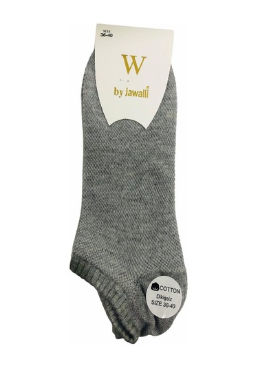 Jawalli Desenli Hava Alan Dikişsiz Kadın Patik Çorabı-Gri