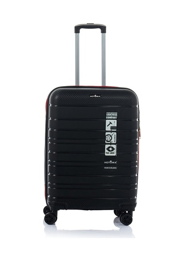 Hotowa Gold Pp Valiz 8010 Siyah Kırmızı Tsa Kilitli Orta Boy Siyah - Kırmızı