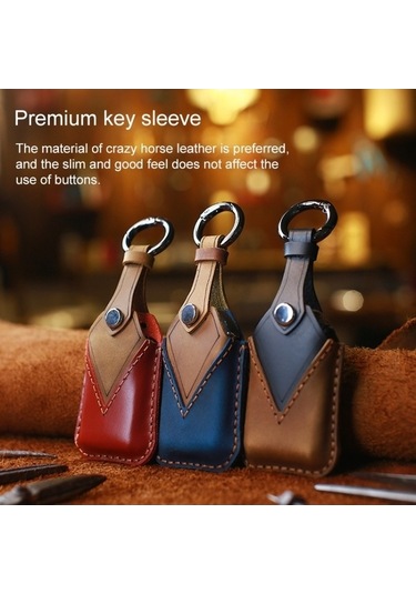 Tongxida Honda Üç Anahtar Sığır Derisi Anahtarlık Kırmızı