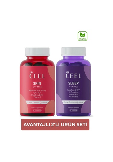 Vita Ceel Skin + Sleep Takviye Edici Gıda 2 x 60 Gummies