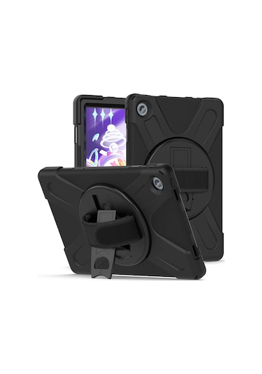 Lenovo Uyumlu Tab M10 Plus Tb-125f/tb128f 3.nesil 10.6 İnç Kılıf Ultra Koruma Zırh Askılı Silikon Tablet Kılıfı