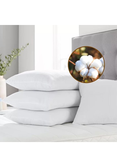 Elyaf Sepeti 4 Adet %100 Doğal Pamuk Dolgulu 50x70 Pamuk Yastık