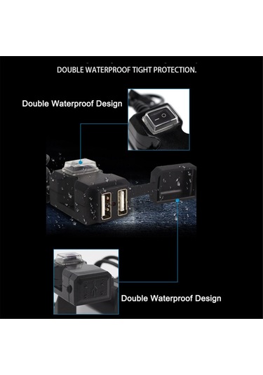 9 - 90v Araç Şarj Cihazı, Çift Usb Su Geçirmez Anahtarlı