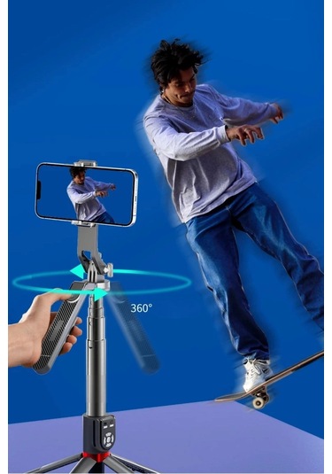 Kumandalı 360 Derece Dönebilen Cep Telefonu Ve Kamera Tripodu 2.2m Uzayabilen Selfie Çubuğu Çok Renkli
