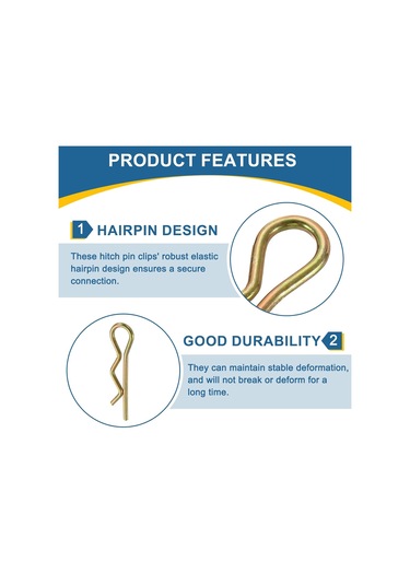 20 Pcs Hitch Pim Klipsi, 5mm X 100mm R Klipler Renkli Çinko Yay Çelik Tespit Tel Saç P