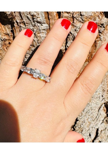 Gümüş Alyans Yüzük Zirkon Taşlı Sodyum Kaplama 925 Ayar 3,30 Gram